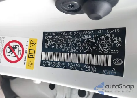 2019 Lexus Ux 200 z USA, uszkodzony, nr VIN JTHY3JBH8K2014561